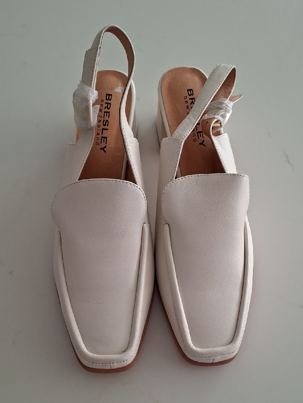 NWOT Bresley Cream/Ivory Leather Sling-back Mules/Loafer Heels (EU 40; US 9) - Picture 2 of 8